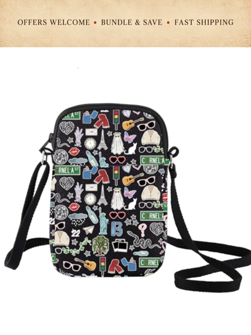 Canvas Crossbody Bag Singer Album Concert Music Lover Gift Messenger
